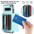 For Samsung Galaxy S10+ RFID Card Slot Leather Phone Case with Long Lanyard(Mint Green)