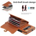 For Samsung Galaxy S10+ RFID Card Slot Leather Phone Case with Long Lanyard(Brown)
