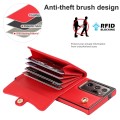 For Samsung Galaxy Note20 Ultra RFID Card Slot Leather Phone Case with Long Lanyard(Red)