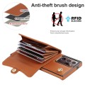 For Samsung Galaxy Note20 Ultra RFID Card Slot Leather Phone Case with Long Lanyard(Brown)