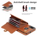 For Samsung Galaxy A20 / A30 RFID Card Slot Leather Phone Case with Long Lanyard(Brown)