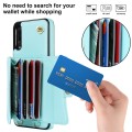 For Samsung Galaxy A50 RFID Card Slot Leather Phone Case with Long Lanyard(Mint Green)