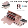 For Samsung Galaxy A51 4G RFID Card Slot Leather Phone Case with Long Lanyard(Rose Gold)