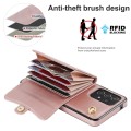 For Samsung Galaxy A52 5G RFID Card Slot Leather Phone Case with Long Lanyard(Rose Gold)