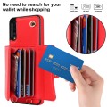 For Samsung Galaxy A70 RFID Card Slot Leather Phone Case with Long Lanyard(Red)