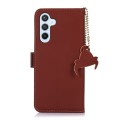 For Samsung Galaxy A24 4G Genuine Leather Magnetic RFID Leather Phone Case(Coffee)