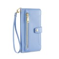 For OPPO Reno8 T 4G Sheep Texture Cross-body Zipper Wallet Leather Phone Case(Blue)