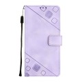For Samsung Galaxy S22 5G Skin-feel Embossed Leather Phone Case(Light Purple)
