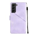 For Samsung Galaxy S22 5G Skin-feel Embossed Leather Phone Case(Light Purple)