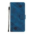 For Samsung Galaxy A22 5G Skin-feel Embossed Leather Phone Case(Blue)