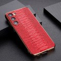 For Samsung Galaxy S23 5G Genuine Leather Weilai Series Nano Electroplating Phone Case(Red)