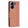 For Xiaomi Redmi 13C Lambskin Texture Pure Color Flip Leather Phone Case(Brown)