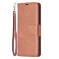 For Xiaomi Redmi Note 13 4G Global Lambskin Texture Pure Color Flip Leather Phone Case(Brown)