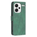 For Xiaomi Redmi Note 13 Pro+ 5G Magnetic Buckle Rhombus Texture Leather Phone Case(Green)