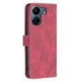 For Xiaomi Redmi 13C Magnetic Buckle Rhombus Texture Leather Phone Case(Red)