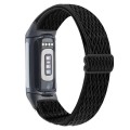 For Fitbit Charge 5 Buckle Wave Braided Nylon Watch Band(Black)