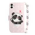 For Samsung Galaxy A04e / F04 / M04 3D Colored Horizontal Flip Leather Phone Case(Heart Panda)