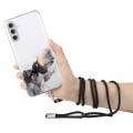 For Samsung Galaxy A05s Hollow Marble Pattern TPU Phone Case with Neck Strap Rope(Black)