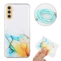 For Samsung Galaxy A15 5G Hollow Marble Pattern TPU Phone Case with Neck Strap Rope(Yellow)