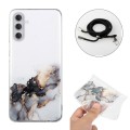 For Samsung Galaxy A15 5G Hollow Marble Pattern TPU Phone Case with Neck Strap Rope(Black)