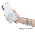 For Samsung Galaxy A15 5G Hollow Marble Pattern TPU Phone Case with Neck Strap Rope(Grey)