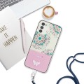 For Samsung Galaxy A34 5G Bronzing Butterfly Flower TPU Phone Case with Lanyard(Peacock Flower)