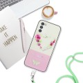 For Samsung Galaxy A54 5G Bronzing Butterfly Flower TPU Phone Case with Lanyard(Rose Heart)