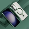 For Samsung Galaxy S23+ 5G CD Texture Plating TPU MagSafe Phone Case with Lens Film(Dark Green)