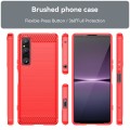 For Sony Xperia 1 V Brushed Texture Carbon Fiber TPU Phone Case(Red)