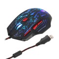 HXSJ H300 7 Keys Flowing Water Crack Colorful Luminous Wired Gaming Mouse(Black)