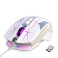 HXSJ T300 7 Keys 2400DPI 2.4G Colorful Luminous Wireless Mouse(White)