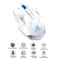 HXSJ T300 7 Keys 2400DPI 2.4G Colorful Luminous Wireless Mouse(White)