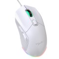 HXSJ X300 7200DPI RGB Backlight Interchangeable Back Cover Hole Gaming Wired Mouse(White)