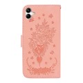 For Samsung Galaxy A04e / F04 / M04 Butterfly Rose Embossed Leather Phone Case(Pink)
