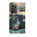For Samsung Galaxy A24 3D Painting Pattern TPU + PU Leather Phone Case(Cat Tiger)