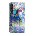 For Samsung Galaxy A34 5G 3D Painting Pattern TPU + PU Leather Phone Case(Watercolor Owl)
