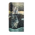 For Samsung Galaxy A34 5G 3D Painting Pattern TPU + PU Leather Phone Case(Cat Tiger)