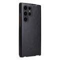 For Samsung Galaxy S23 Ultra 5G Fierre Shann 64 Texture Vertical Flip PU Leather Phone Case(Black)