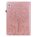 For Lenovo Tab M9 Tree & Deer Pattern Embossed Leather Tablet Case(Pink)