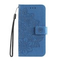 For Honor X7a 7-petal Flowers Embossing Leather Phone Case(Blue)
