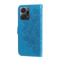 For Honor X7a 7-petal Flowers Embossing Leather Phone Case(Blue)