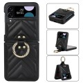 For Samsung Galaxy Z Flip4 V-shaped Folding Protective Phone Case with Folding Ring(Black)
