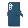 For Samsung Galaxy M14 5G Genuine Leather Magnetic RFID Leather Phone Case(Blue)