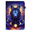 For Huawei MatePad T10 Colored Drawing Stitching Elastic Band Leather Tablet Case(Space Wolf)