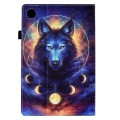 For Huawei MatePad T10 Colored Drawing Stitching Elastic Band Leather Tablet Case(Space Wolf)