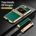For Motorola Razr 2022 Foldable Electroplated Plain Leather Phone Case with Stylus(Emeralds)