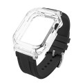 Crystal Clear Polycarbonate Case Silicone Watch Band For Apple Watch Series 8&7 45mm / SE 2&6&SE&5&4