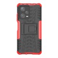 For Xiaomi Redmi Note 12 Pro+ 5G Tire Texture TPU + PC Phone Case with Holder(Red)