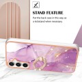 For Samsung Galaxy S23 FE 5G Electroplating Marble IMD TPU Phone Case with Ring Holder(Purple 001)