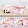 For Samsung Galaxy S24 Ultra 5G Electroplating Marble IMD TPU Phone Case with Ring Holder(Rose Gold